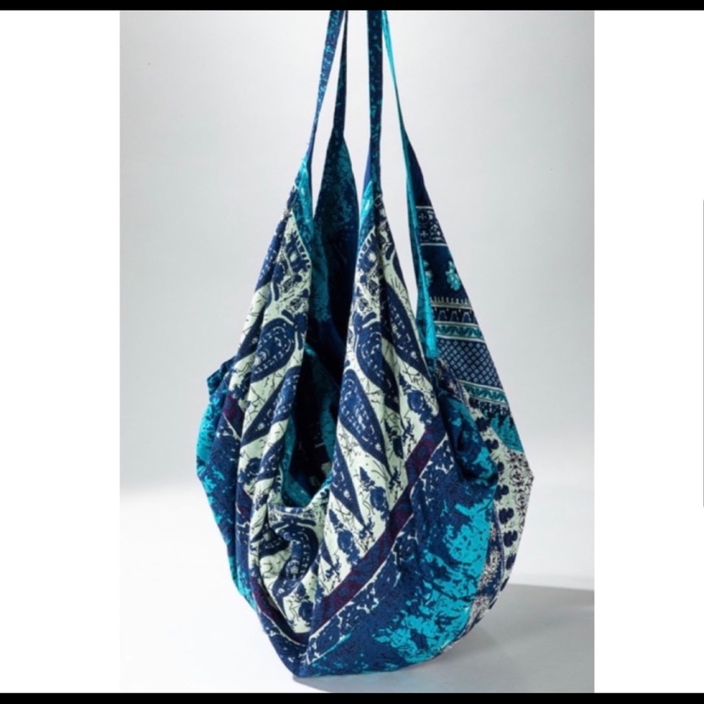 New! Ruggine Ethic Blue Print Bohemian Zipper Shoulder Bag with Pocket - Picture 4 of 8